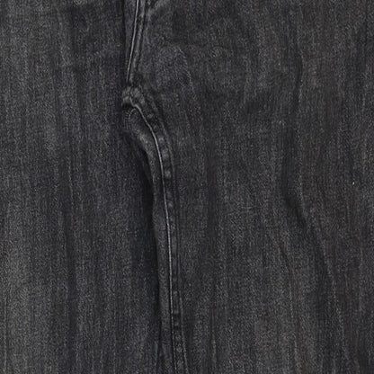 Authentic Mens Grey Cotton Straight Jeans Size 34 in Regular Zip