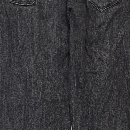 Authentic Mens Grey Cotton Straight Jeans Size 34 in Regular Zip