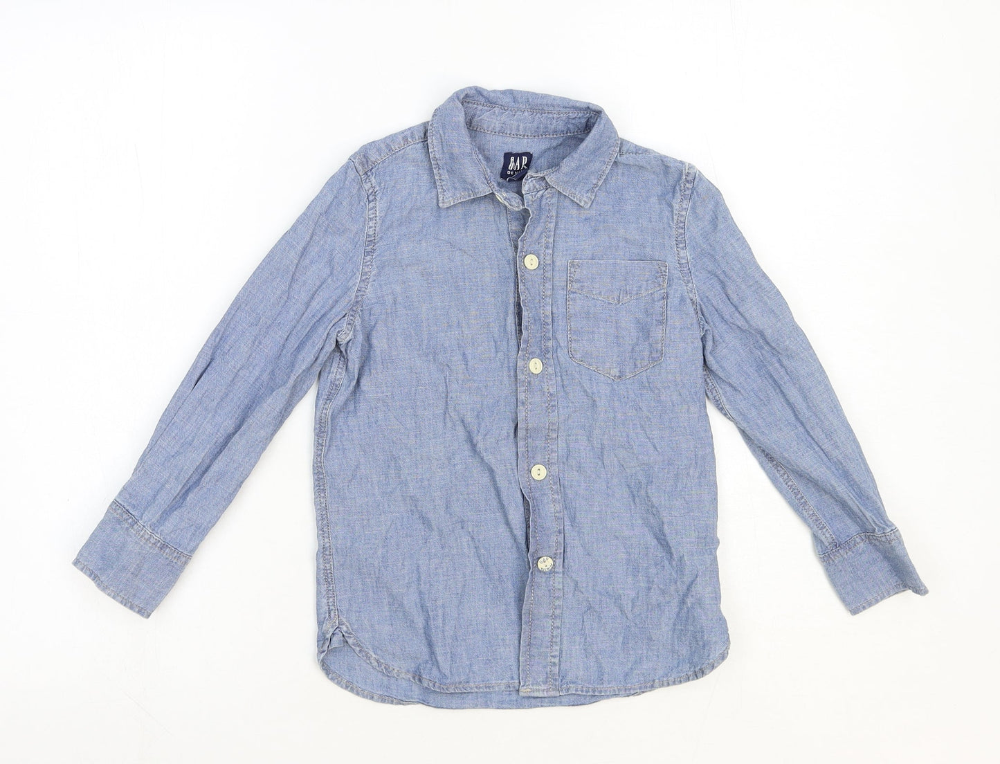 Gap Boys Blue Cotton Basic Button-Up Size XS Collared Button
