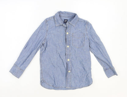 Gap Boys Blue Cotton Basic Button-Up Size XS Collared Button