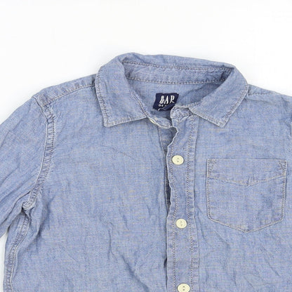 Gap Boys Blue Cotton Basic Button-Up Size XS Collared Button