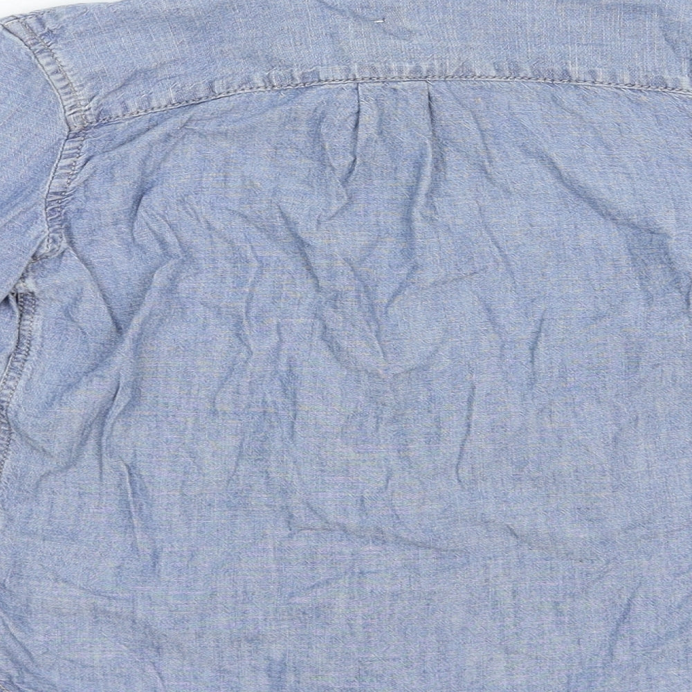 Gap Boys Blue Cotton Basic Button-Up Size XS Collared Button