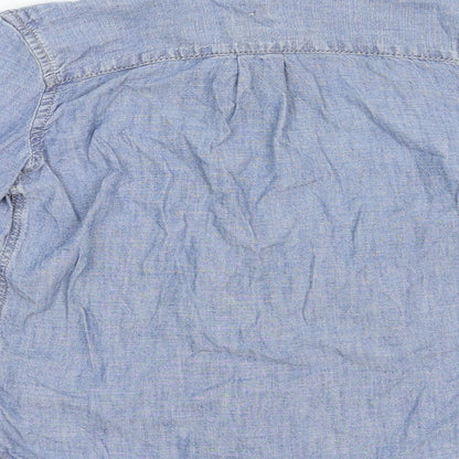 Gap Boys Blue Cotton Basic Button-Up Size XS Collared Button