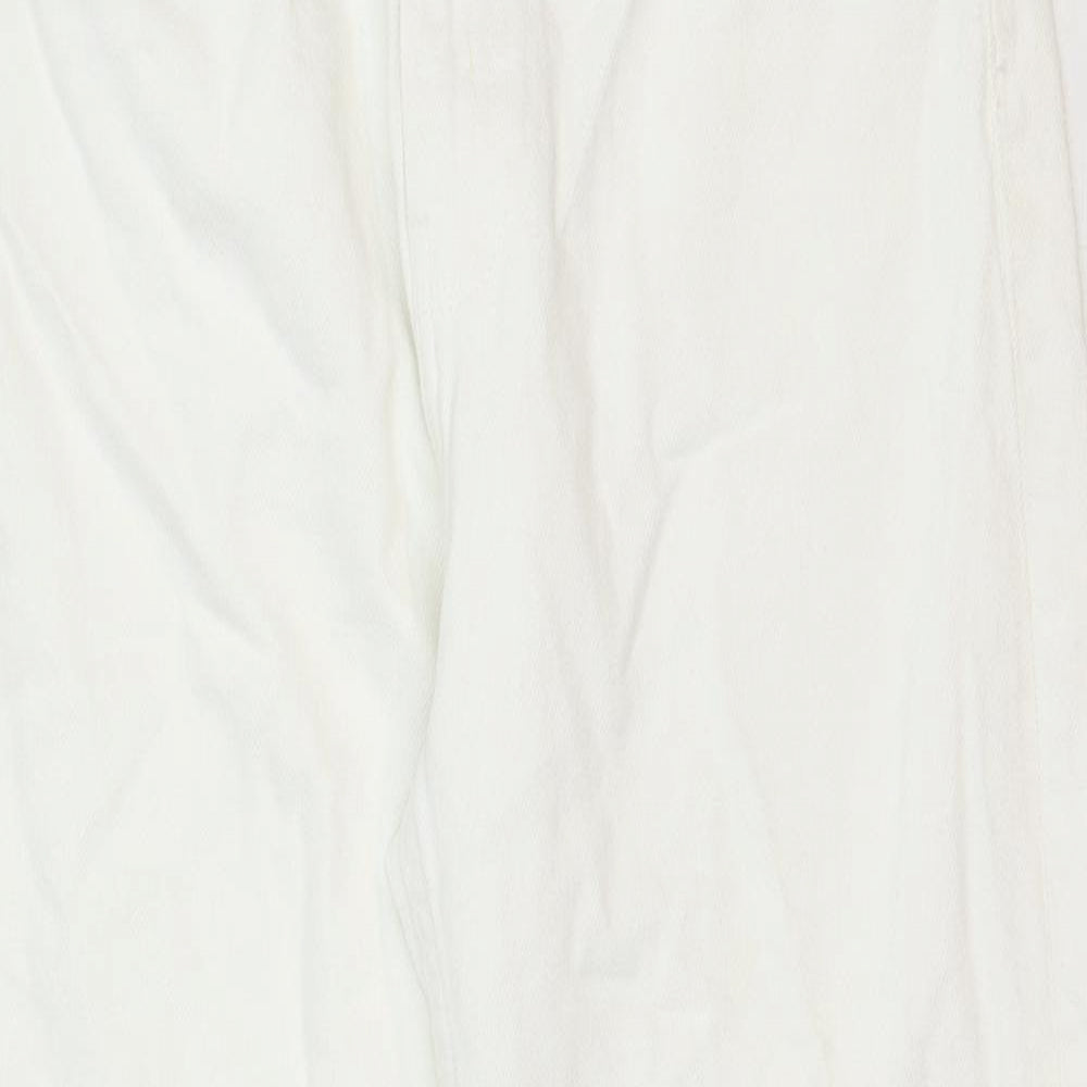 Bershka Womens White Cotton Straight Jeans Size 8 Regular Zip