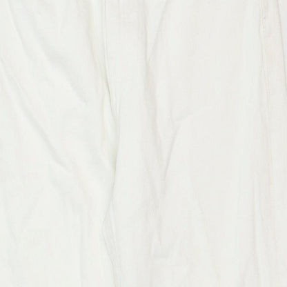 Bershka Womens White Cotton Straight Jeans Size 8 Regular Zip
