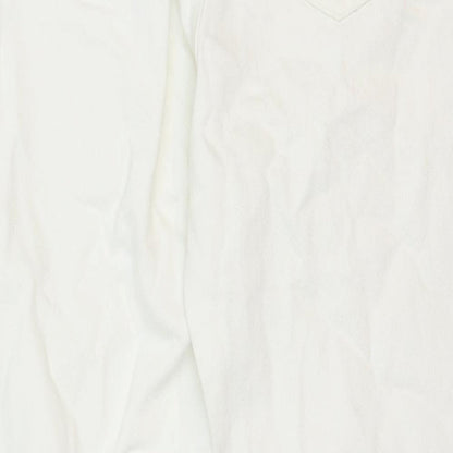 Bershka Womens White Cotton Straight Jeans Size 8 Regular Zip