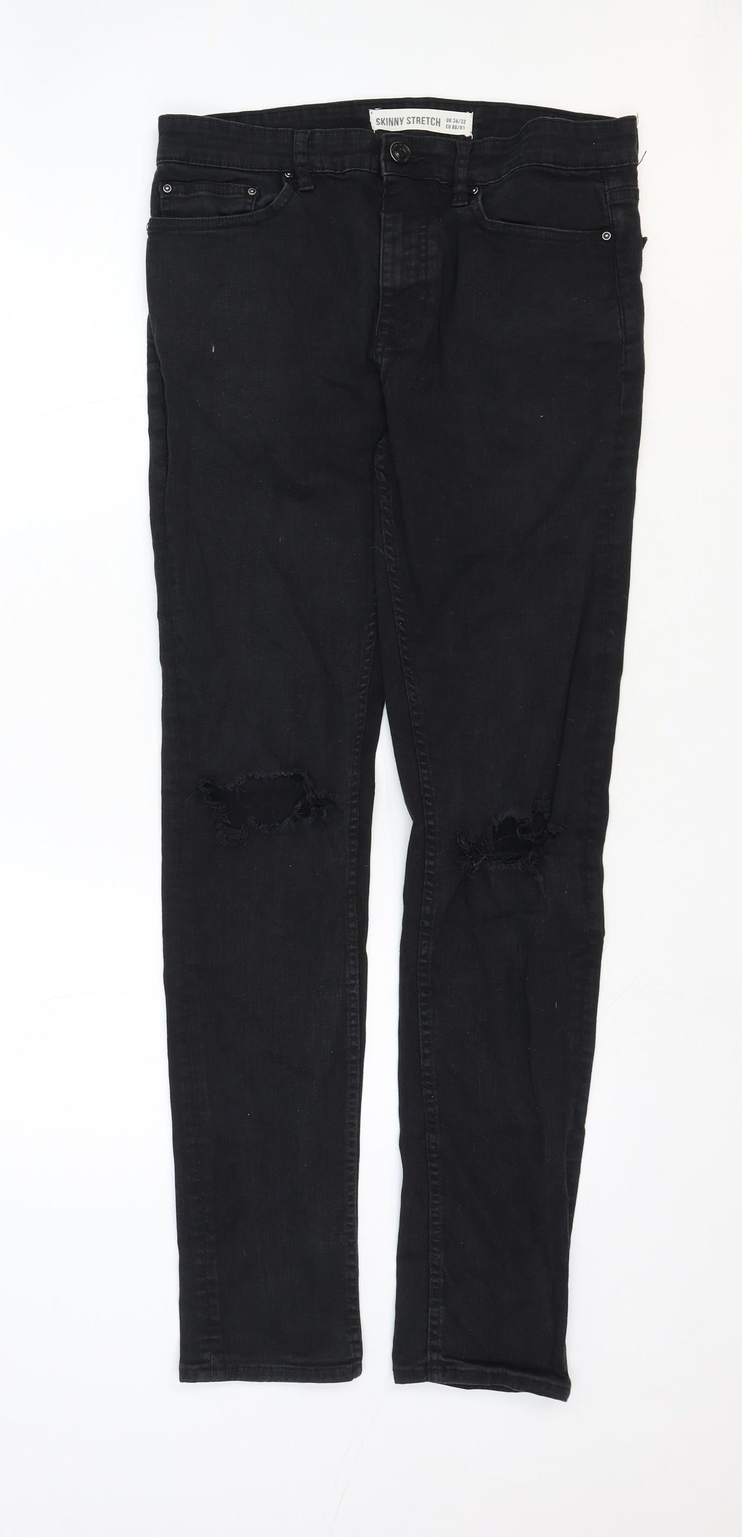 New Look Womens Black Cotton Skinny Jeans Size 6 Regular Zip