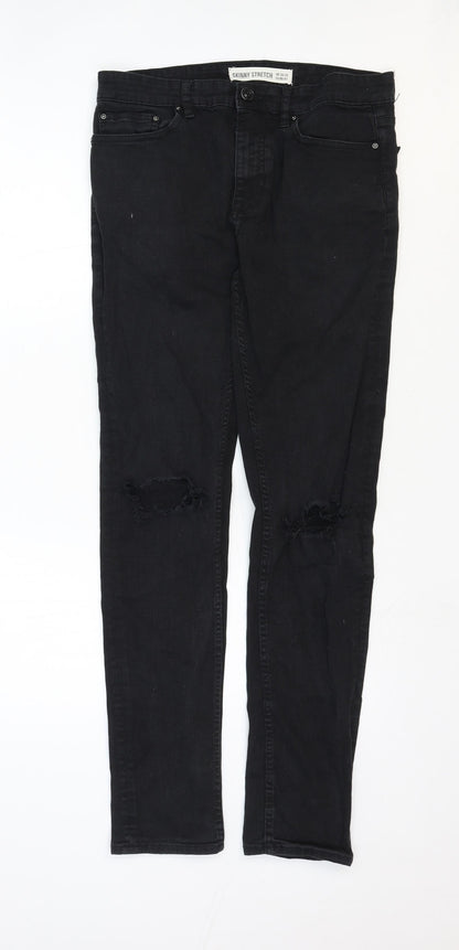 New Look Womens Black Cotton Skinny Jeans Size 6 Regular Zip