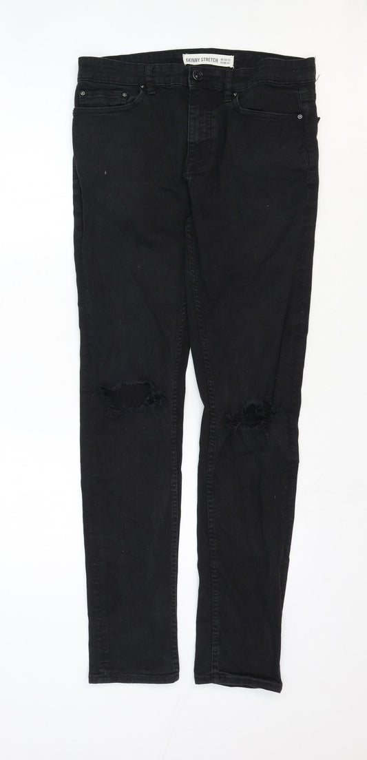 New Look Womens Black Cotton Skinny Jeans Size 6 Regular Zip