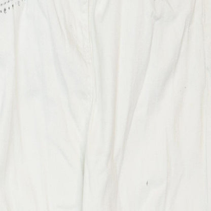 M&Co Womens White Cotton Straight Jeans Size 20 Regular Zip