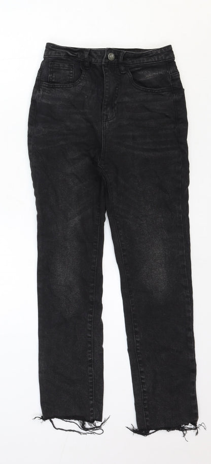 STR Womens Black Cotton Straight Jeans Size 6 Regular Zip