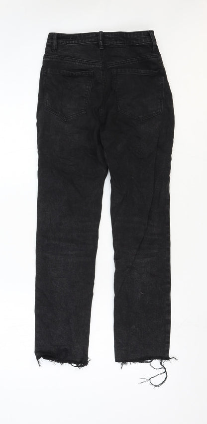 STR Womens Black Cotton Straight Jeans Size 6 Regular Zip