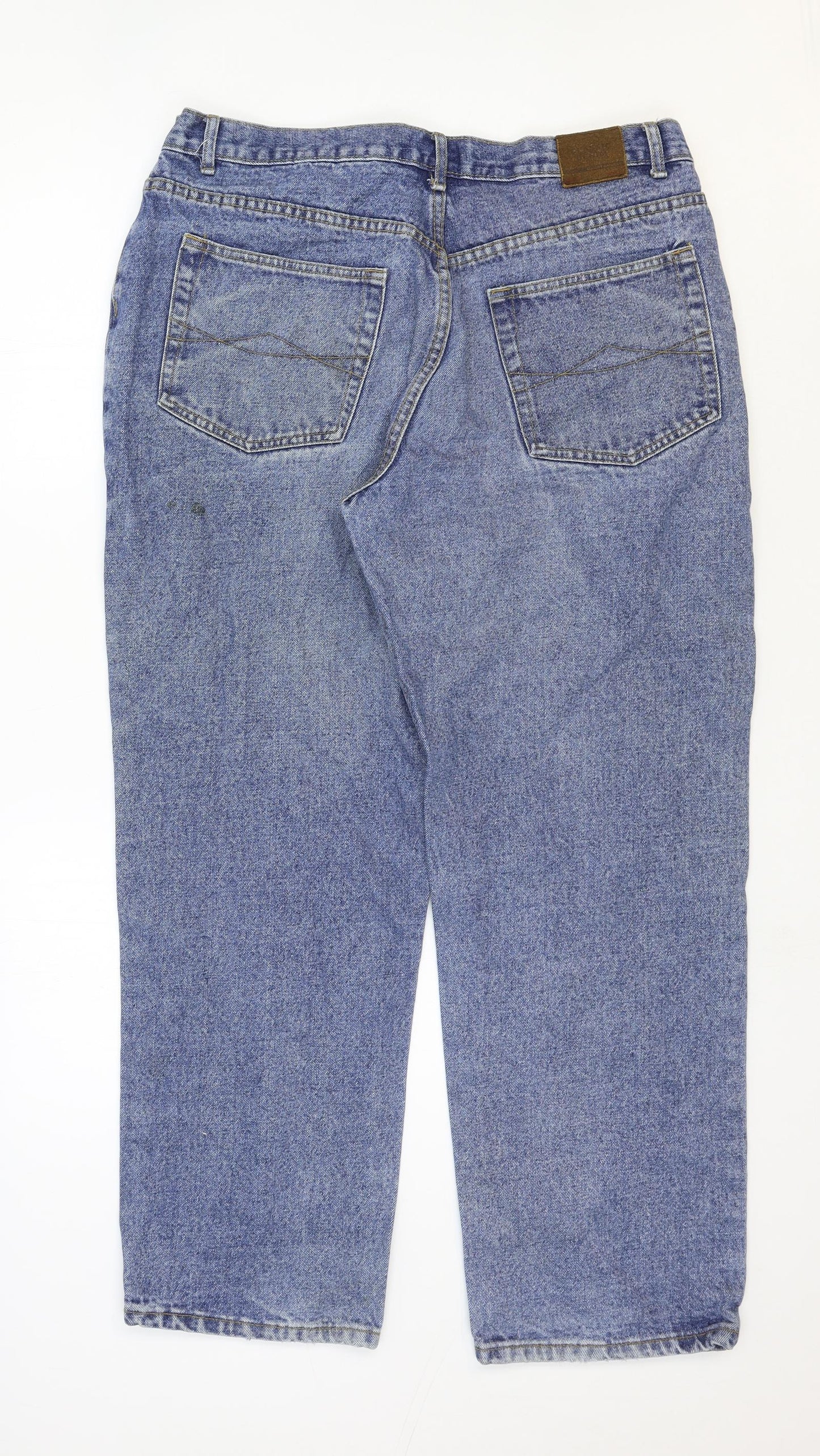 Jeans & Co Womens Blue Cotton Straight Jeans Size 35 in Regular Zip