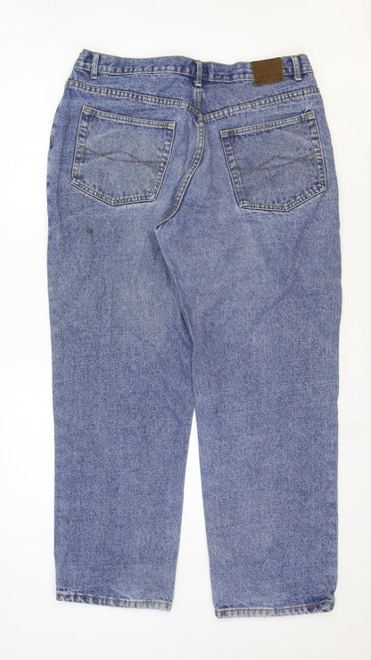 Jeans & Co Womens Blue Cotton Straight Jeans Size 35 in Regular Zip