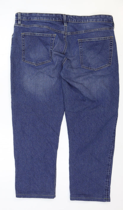 Easy Denim Womens Blue Cotton Straight Jeans Size 40 in Regular Zip