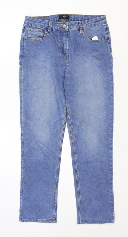 Womens UK Size 12 Denim Regular Fit Straight Blue Jeans