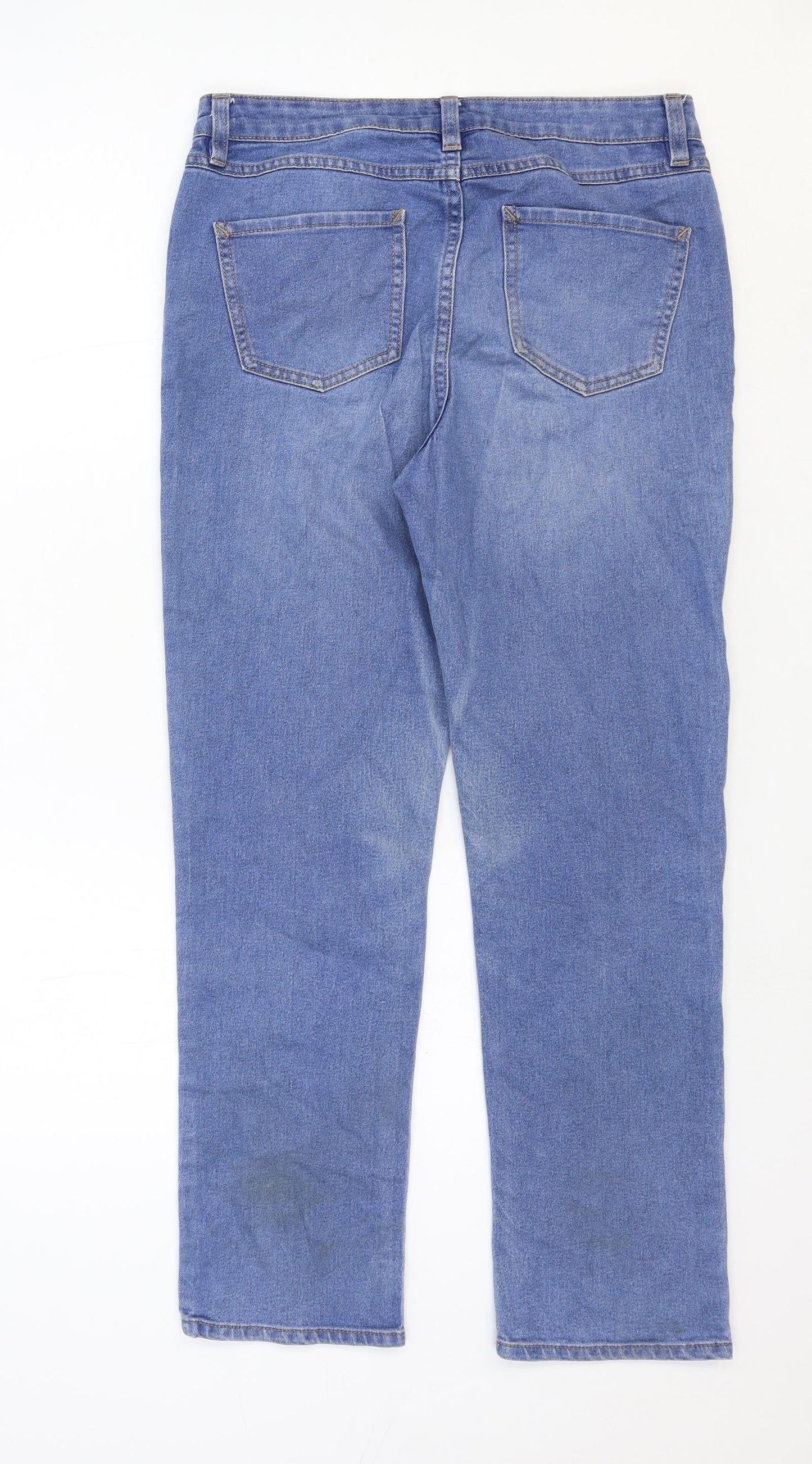 Womens UK Size 12 Denim Regular Fit Straight Blue Jeans