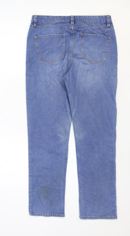 Womens UK Size 12 Denim Regular Fit Straight Blue Jeans