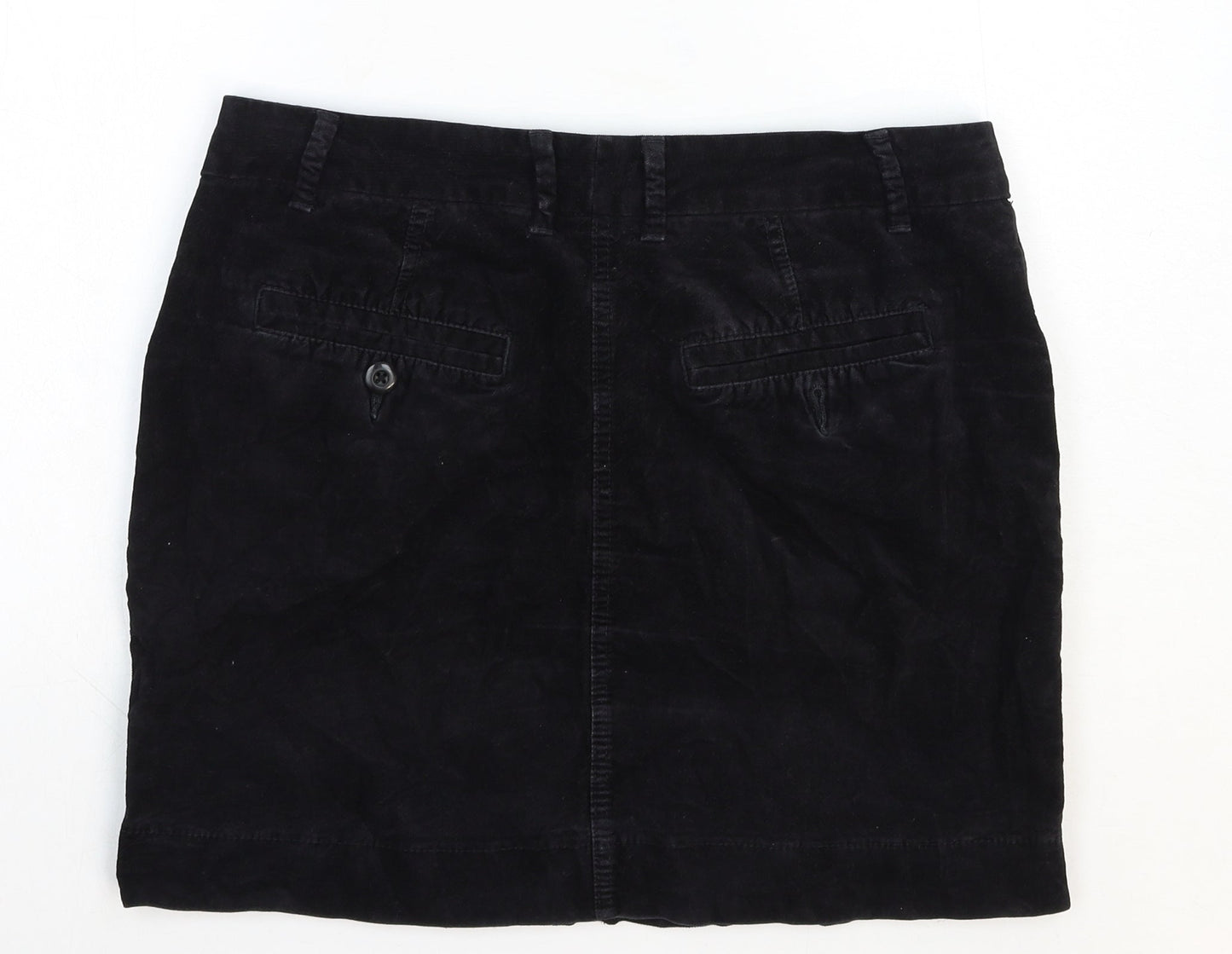 Marks and Spencer Womens Black Cotton Mini Skirt Size 12 Zip
