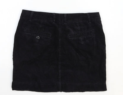 Marks and Spencer Womens Black Cotton Mini Skirt Size 12 Zip