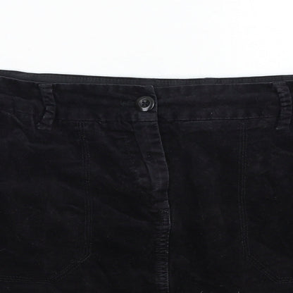Marks and Spencer Womens Black Cotton Mini Skirt Size 12 Zip