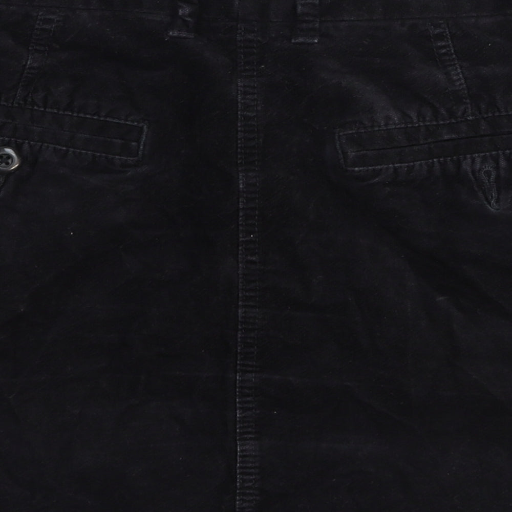 Marks and Spencer Womens Black Cotton Mini Skirt Size 12 Zip