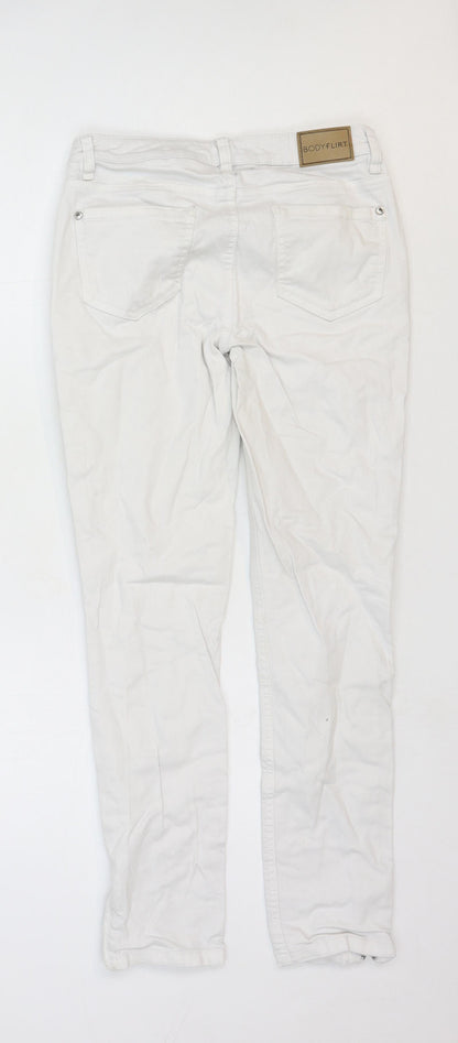 Body Flirt Womens White Cotton Straight Jeans Size 8 Regular Zip