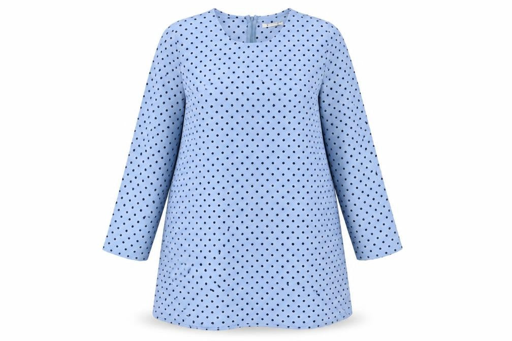 Glamorous Womens Blue Polka Dot Polyester Shirt Dress Size 16 Round Neck Zip