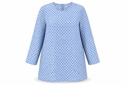 Glamorous Womens Blue Polka Dot Polyester Shirt Dress Size 16 Round Neck Zip