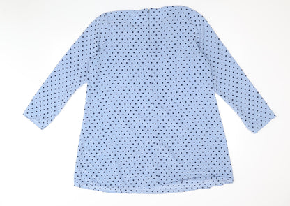 Glamourous Womens Blue Polka Dot Polyester Shirt Dress Size 16 Round Neck Zip