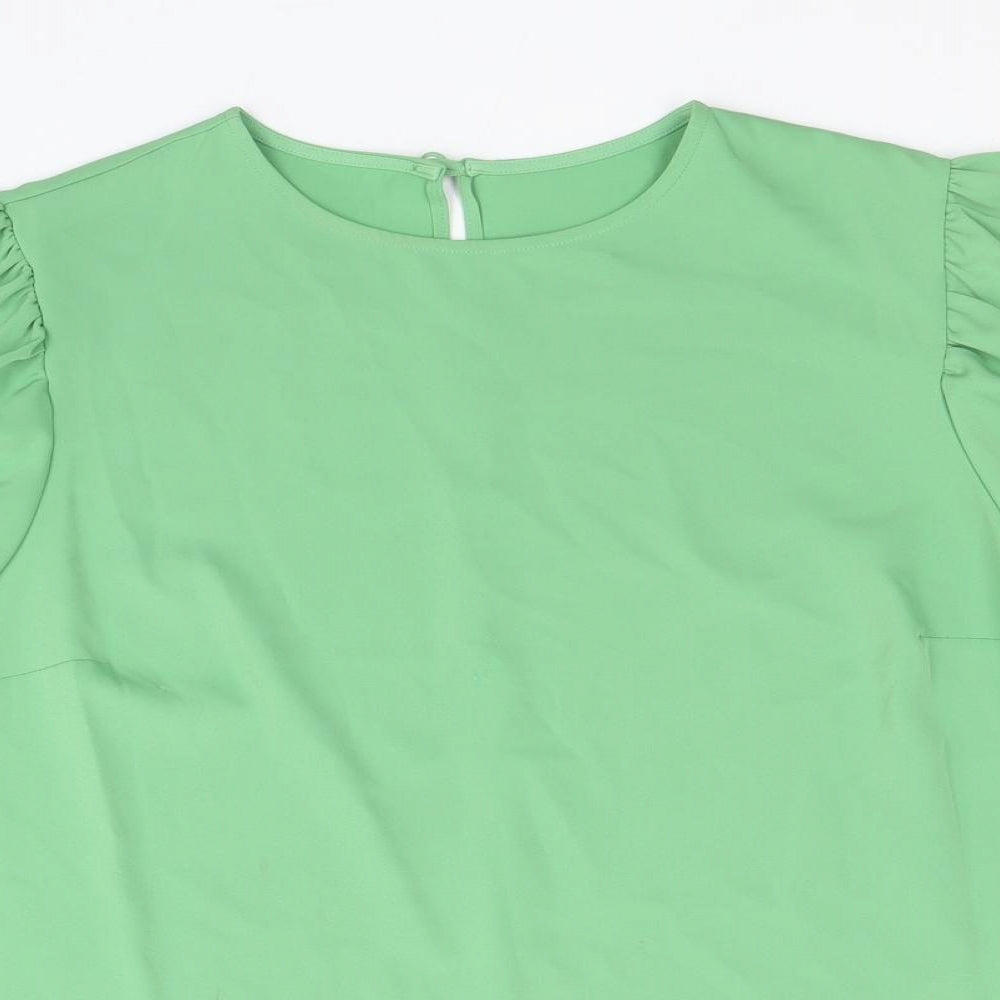 Womens UK Size 14 Preworn Green Basic Blouse