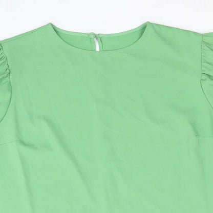 Womens UK Size 14 Preworn Green Basic Blouse