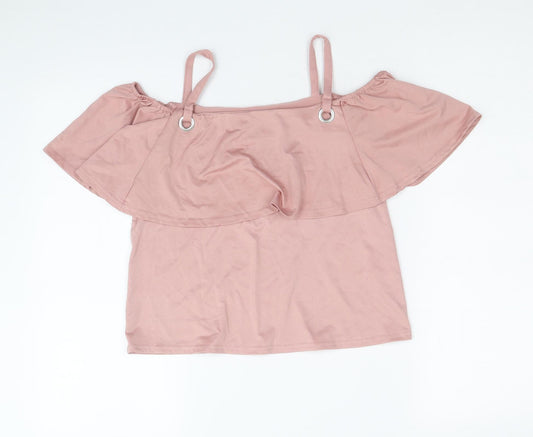 Atmosphere Womens Pink Polyester Basic Blouse Size 8 Square Neck