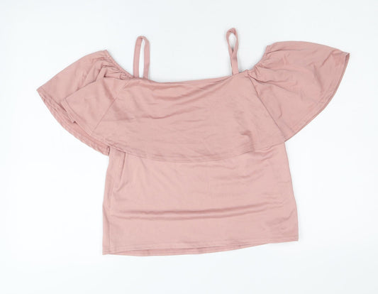 Atmosphere Womens Pink Polyester Basic Blouse Size 8 Square Neck