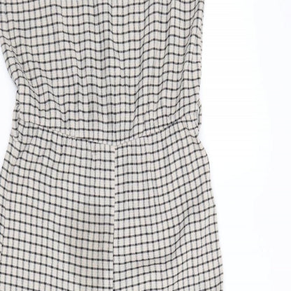 H&M Womens Beige Plaid Polyester Jumpsuit One-Piece Size XS Pullover