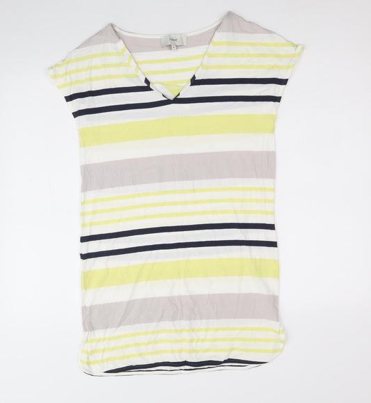 NEXT Womens Multicoloured Striped Viscose A-Line Size 6 V-Neck Pullover