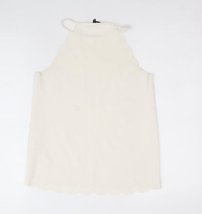 Womens UK Size 8 New Look Ivory Basic Tank