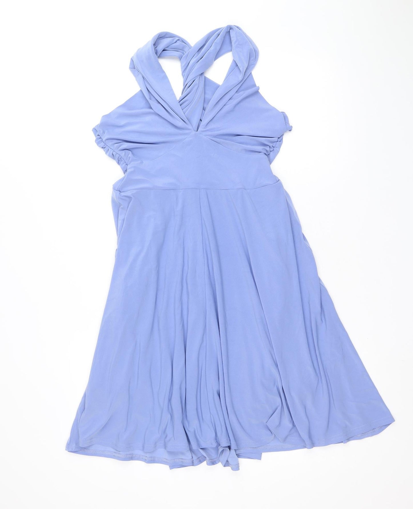 I Want That Trend Womens Blue Polyester A-Line Size 10 V-Neck Pullover
