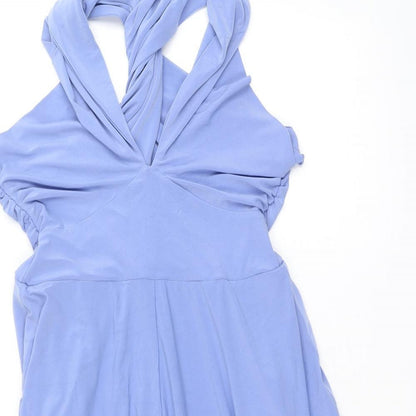 I Want That Trend Womens Blue Polyester A-Line Size 10 V-Neck Pullover