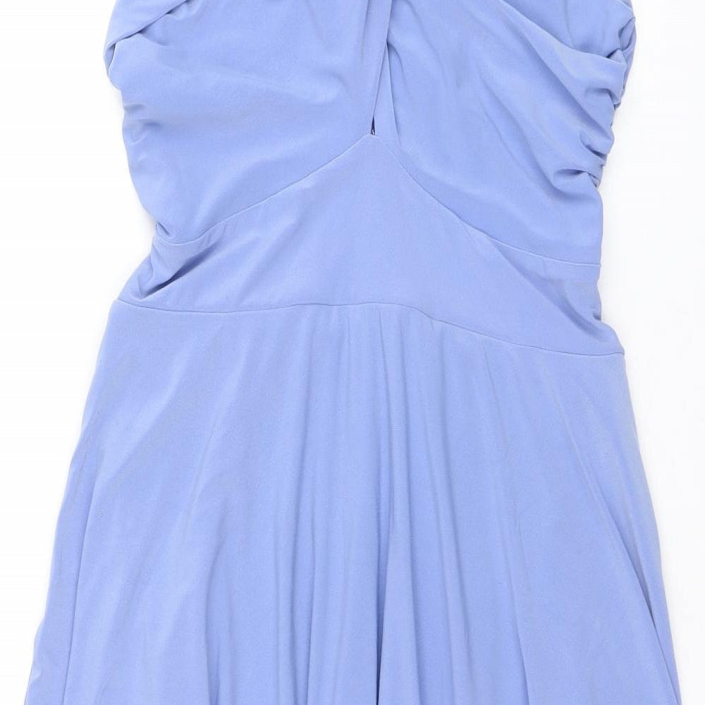 I Want That Trend Womens Blue Polyester A-Line Size 10 V-Neck Pullover