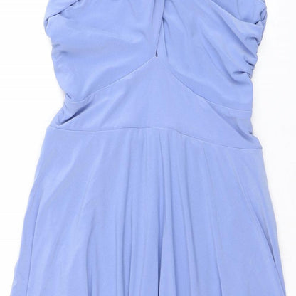 I Want That Trend Womens Blue Polyester A-Line Size 10 V-Neck Pullover
