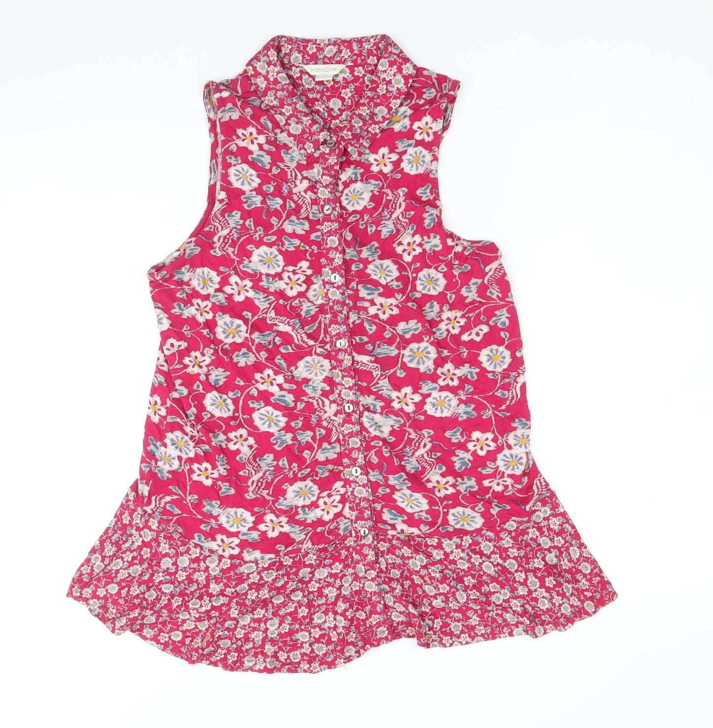 Womens UK Size 8 Monsoon Pink Basic Button-Up