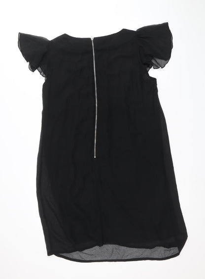 Oli Womens Black Polyester A-Line Size 14 Boat Neck Zip - Embellished Neckline