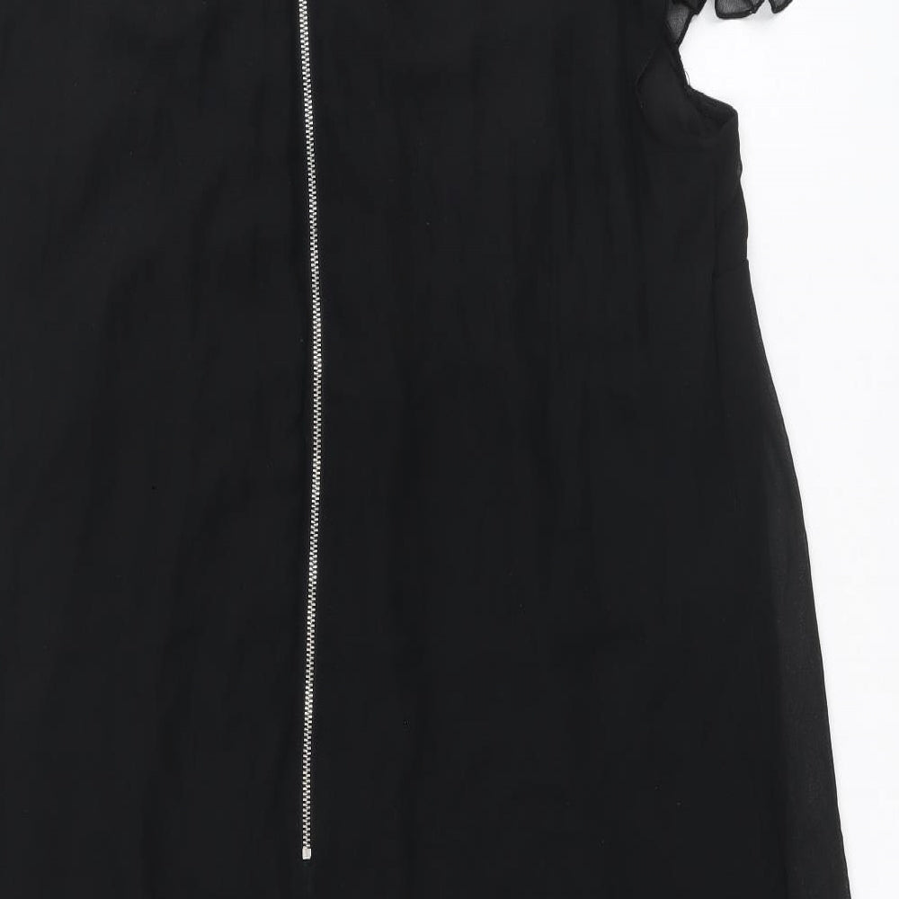 Oli Womens Black Polyester A-Line Size 14 Boat Neck Zip - Embellished Neckline