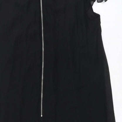 Oli Womens Black Polyester A-Line Size 14 Boat Neck Zip - Embellished Neckline