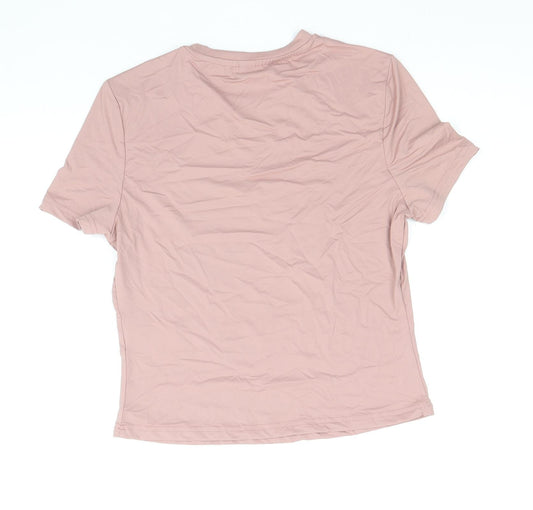 SheIn Womens Pink Polyamide Basic T-Shirt Size L Round Neck