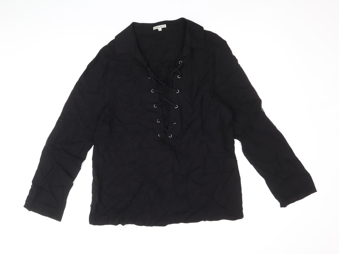 Womens UK Size L Natura Black Basic Blouse