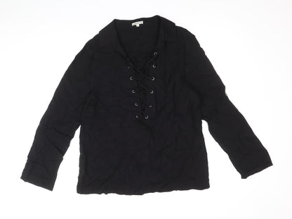 Womens UK Size L Natura Black Basic Blouse