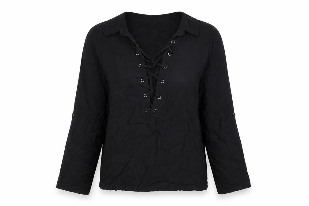 Womens UK Size L Natura Black Basic Blouse