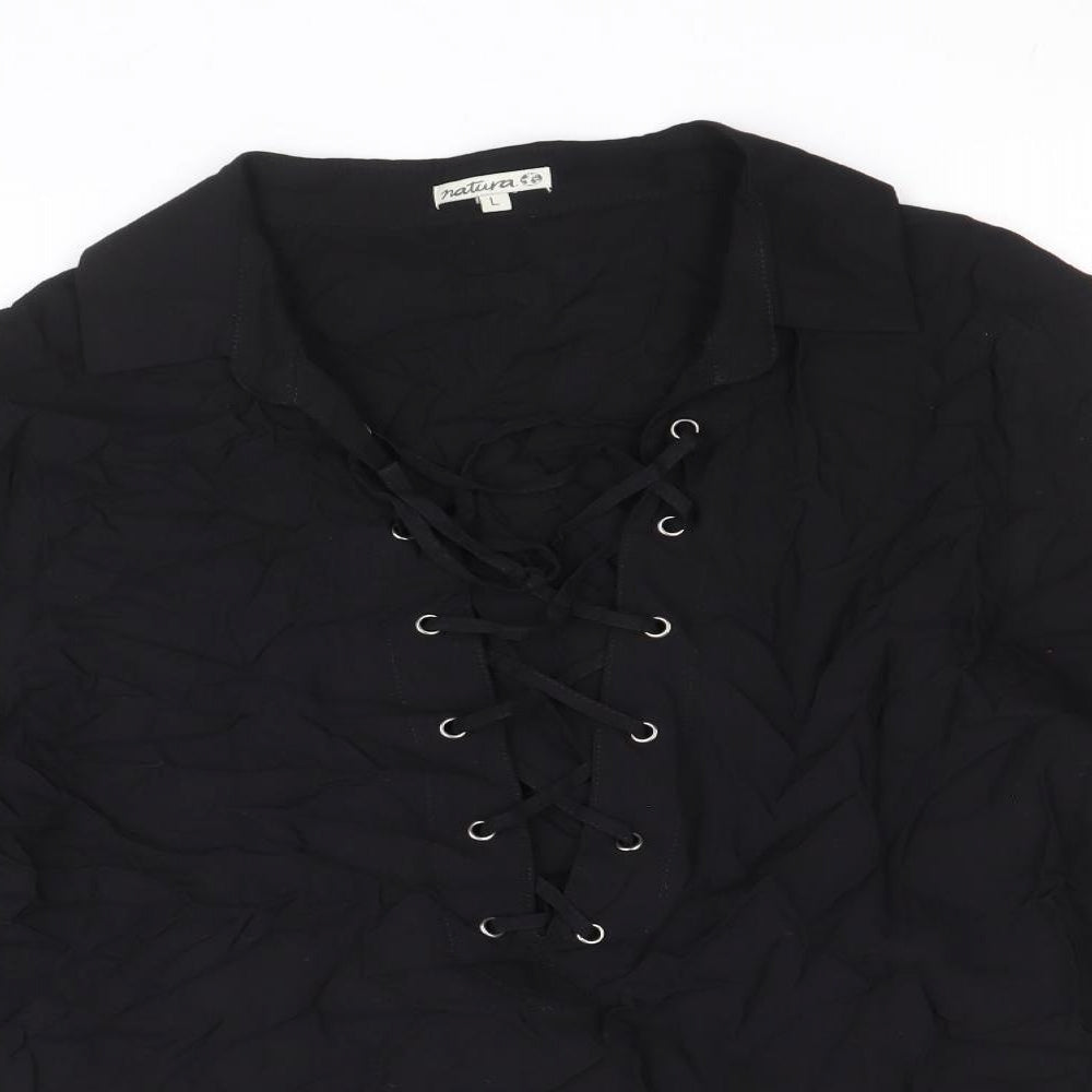 Womens UK Size L Natura Black Basic Blouse